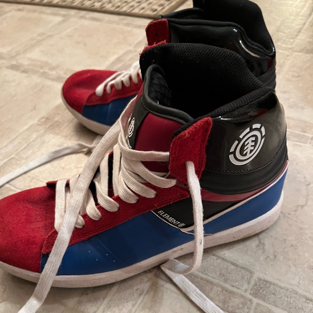 Element high-tops. Red and blue suede and leather.Excellent condition.